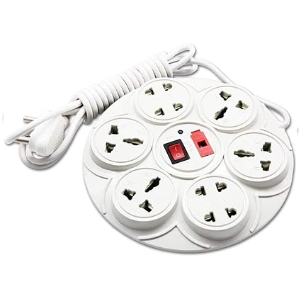 SPARTAN Multi-Plug Point, LED Indicator, Universal Socket and Master Switch Technology Round Extension Board with 2.7M Wire (6A, White)