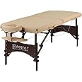 Master Massage 28" Argo Portable Massage Table in Cream with Walnut Legs- Spa Bed for Tabletop Exercise & Massage- Beauty Bed Tattoo Bed- Lash Table