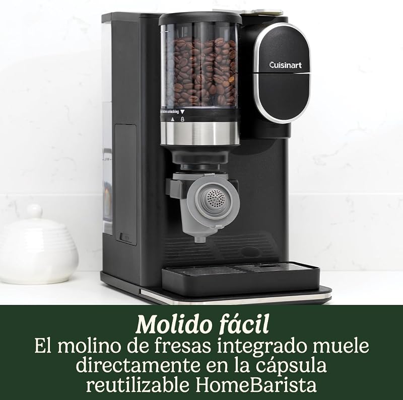 Máquina de café moer e preparar uma chávena | Grãos de café na chávena, cápsulas | Moinho cónico | Ajustar a intensidade do café, 3 tamanhos de chávena à escolha | Cápsula de filtro reutilizável | Preto