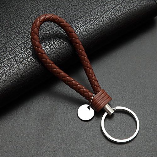 Visic Bag Pendant Keyrings Popular PU Leather Strap Weave Rope Keyring Keychain Key Chain Gift(Coffee)