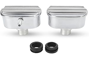 Tbest Finned Valve Cover Breather,Aluminum Valve Cover Breather PCV Combo Kit Finned Oval Polished 6100FP for Replacement