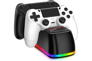 KDYGPDCT Dual Controller Charging Station for P4 - LED Charging Dock with Red/Blue Light Indicators, Fast Charging for 2 P4 Controllers, Overheat & Short-Circuit Protection