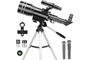 Telescope, 70mm Aperture 300mm AZ Mount Astronomical Refracting Telescopes (15x-150x) with Tripod Phone Adapter