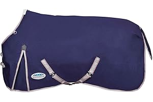 WeatherBeeta ComFiTec Essential Standard Neck Lite Horse Blanket, Navy/Silver/Red, 63"