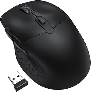 Wireless Mouse, Computer Mouse for Laptop, Rechargeable Mouse Wireless, Silent PC Mouse with 2.4G USB Receiver, 2400 DPI, Ergonomic Cordless Mice Compatible for Window, Mac OS, Android, Black