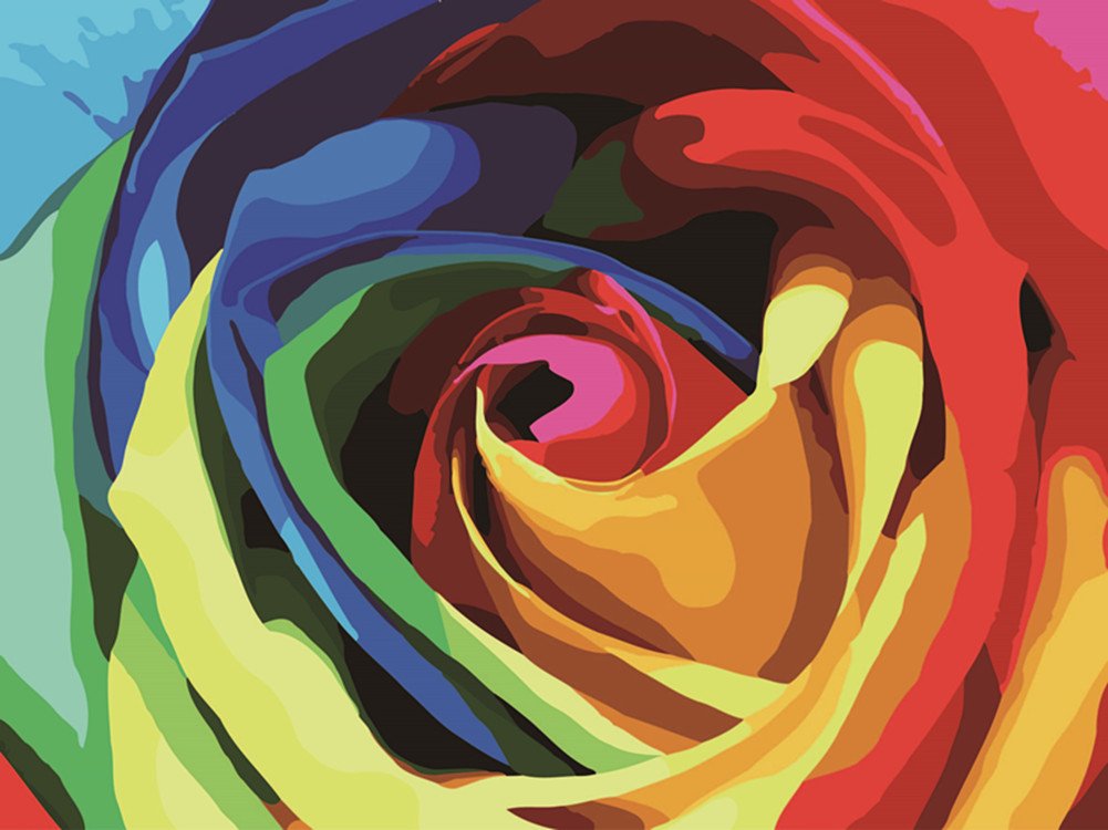 WOWDECOR Paint by Numbers Kits, Number Painting - Colorful Rainbow Rose Flower 16x20 inch (Framed)