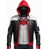 Black Hood Bat Jacket and Vest - Red Hooded Leather Jacket 2 in 1