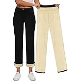Yewfirm Women Fleece Lined Jeans Women's High Waisted Straight Leg Jeans Winter Fleece Lined Jean Pants