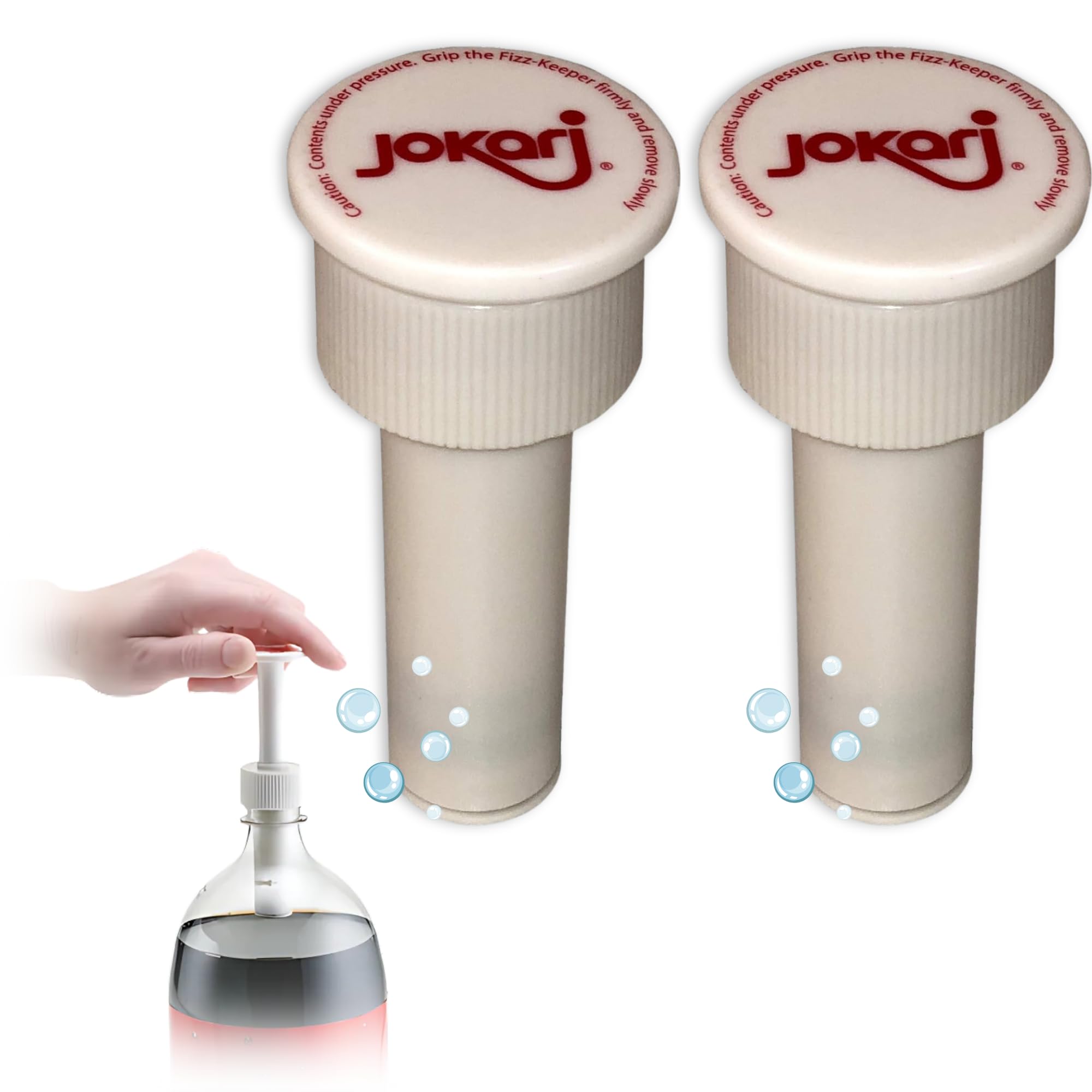 Jokari Fizz Keeper Pump Cap for 2 Liter Soda Bottles 2 Pack Pressurizing Carbonation Saver for Soft Drinks Reusable Cap Keeps Soda Fizzy Dishwasher Safe for 1 to 2 Liter Bottles