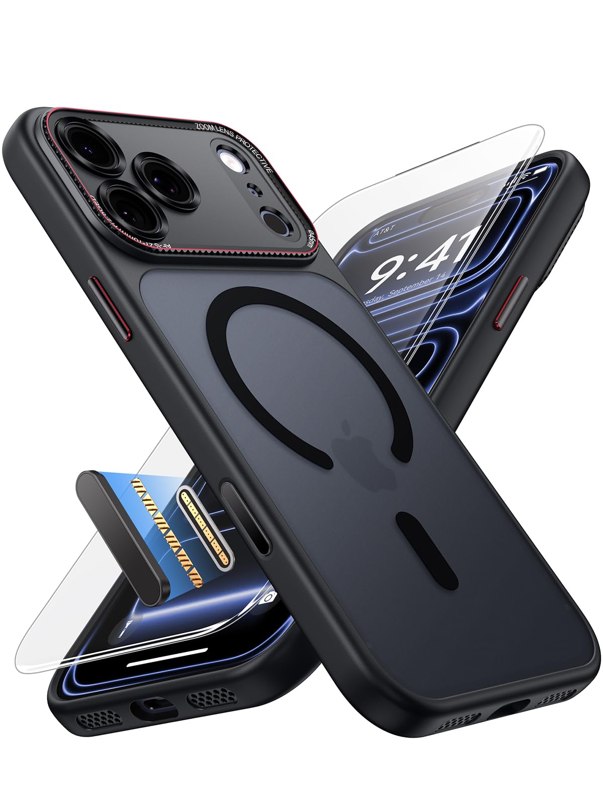 Photo 1 of JUESHITUO Magnetic for iPhone 17 Pro Max Case: Upgraded [Full Camera Protection], with [1X Screen Protector] [Camera Button], 6.9" Case for iPhone 17 Pro Max, Black