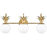 Hinkley Palma 54153HB Medium Three Light Vanity, Etched Opal Shade, Classic Pineapple Motif, Heritage Brass