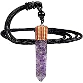 Nupuyai Orgone Healing Crystal Point Pendant Necklace for Women Men, Spiral Hexagonal Faceted Stone Pendant with Adjustable Cord 18-24 Inches