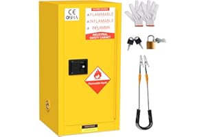 YOEXTO Fireproof Storage Cabinet 25 Gallon, 18" x 18" x 35.5" Galvanized Steel Flammable Cabinet, fire Resistant Cabinets, Chemical, Yellow