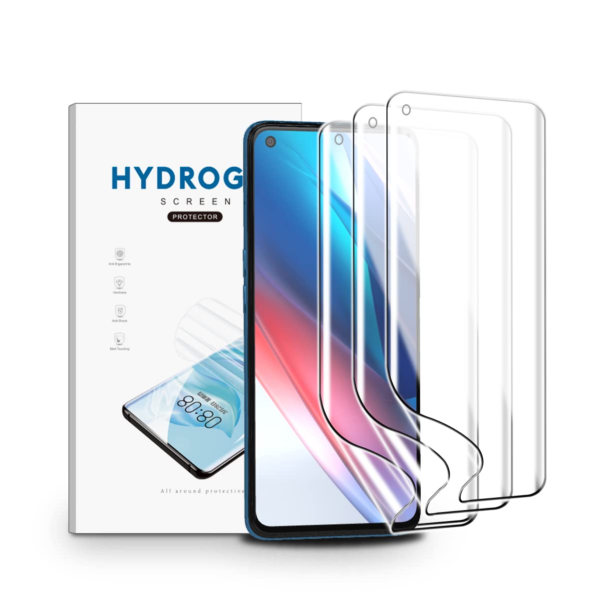 nvskvd Screen Protector for Oppo Find X3 Lite, 3 Pieces Hydrogel Transparent HD Soft TPU Screen Protector Film Anti-Fingerprint