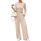 PRETTYGARDN Two Piece Lounge Sets For Women 2025 Casual Long Sleeve Shirts Wide Leg Pants Tracksuit Workout Matching Set