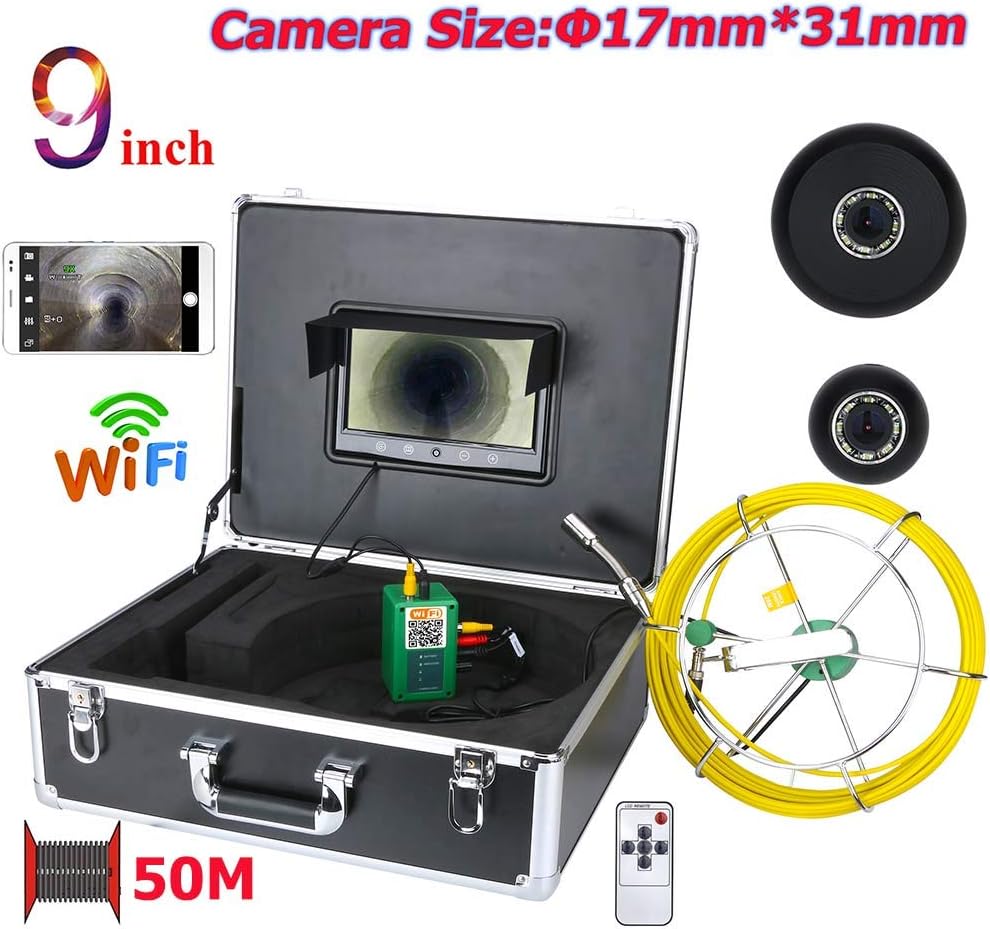 RBTT 9 inch WiFi wireless Endoscopic camera tube camera Drainage inspection camera APP taking pictures video recording 1000TVL Line length 50m