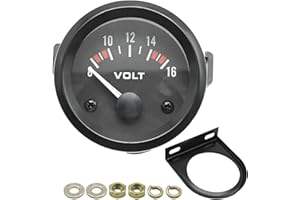 DUZFOREI 52mm / 2 Inch Voltmeter, 12V Universal Car Voltmeter Ammete, Black Round Voltage Gauge for Car Boats Marine Vessels 