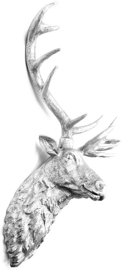 New - Contemporary Metal Wall Art Sculpture - Large Ruffle Stag Head - Silver - Image 4