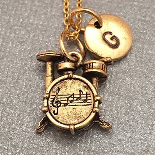 Drum set necklace, drum set charm, musical instrument