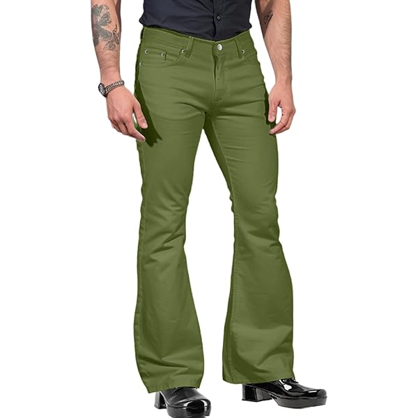 PETCDIM Mens Vintage Bell Bottom Pants 70s 80s Disco