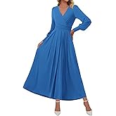 BTFBM Womens Long Sleeve Maxi Dress Fall 2025 Casual V Neck Knit A Line Flowy Pockets Elegant Party Wedding Guest Dresses