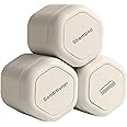 Cadence Travel Containers Haircare Capsule Set - Magnetic Containers with Lids,Carry On Travel Essentials For Women/Men - 3 Flex Mediums (1.32oz) - Shampoo, Conditioner & Comb Icon Labels - Sand