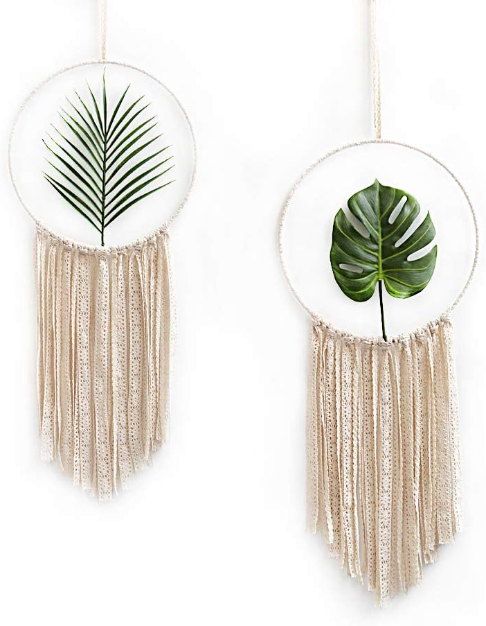 BlueMake Macrame Dream Catchers Wall Hanging Handmade Dreamcatcher-Home Decorative Interior Wall Decor (11.81" W x 27.1" L, 2 pcs)