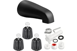 GXMRHWY Shower Valve Replacement Kit, Sub Black 3 Shower Knobs (hot/cold/split), Bathtub Faucet, Compatible with Pfister Verve Bathtub, 4 IN 1 Bathtub Nozzle Adapter for 1/2 '', 3/4 '' IPS Nozzle