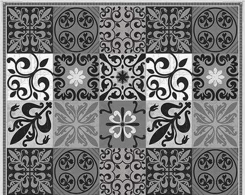 Vinyl Mat Rug โ Beautiful Vivid Colors โ Durable Highest Quality Material (23.6 x 31.5 in (1.9 x 2.6 ft), Patchi BW)