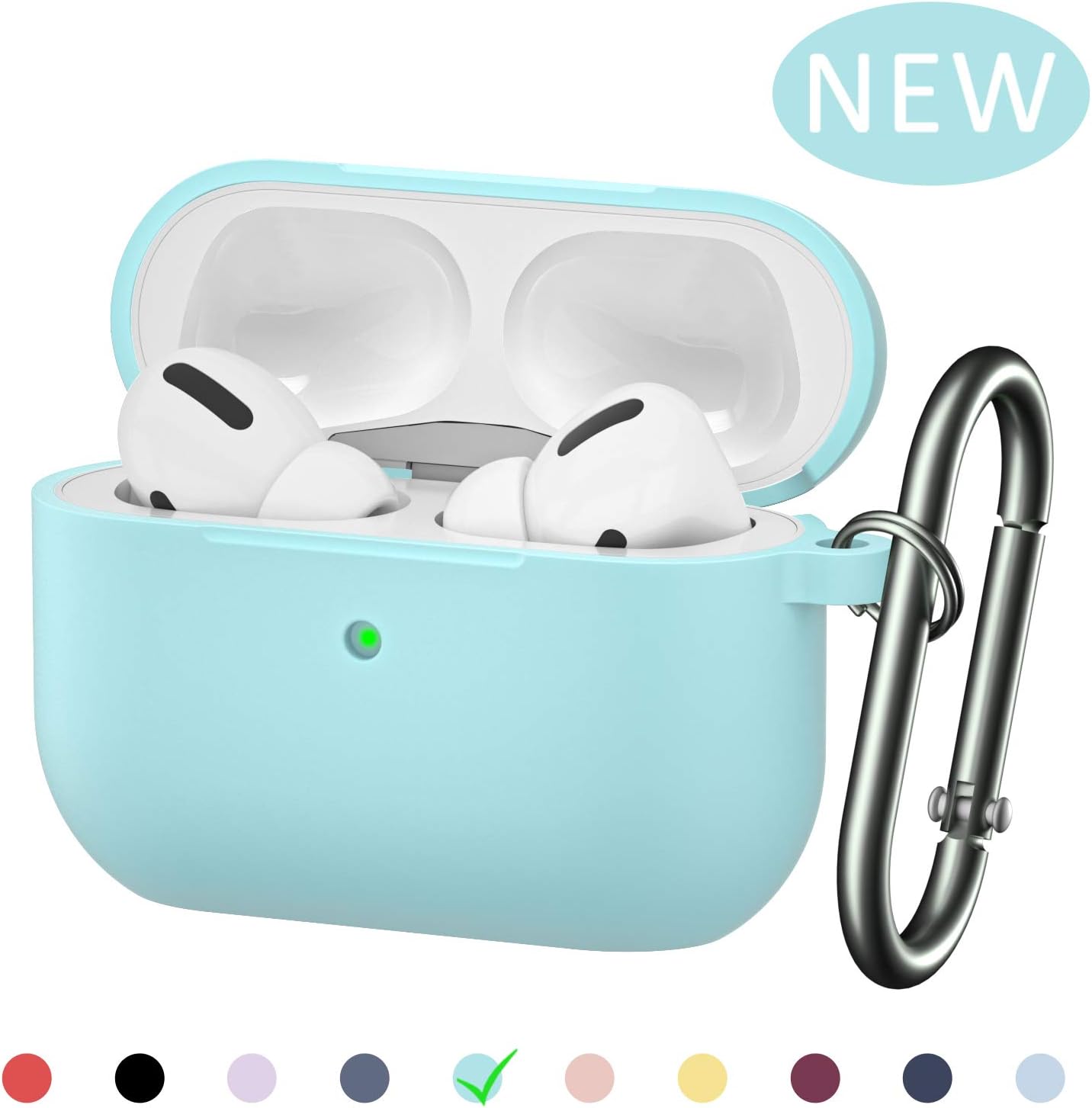 BRG Airpods Pro Case Cover, [2019 Released] Soft Silicone Skin Cover Shock-Absorbing Protective Case with Keychain for Airpods Pro [Front LED Visible]