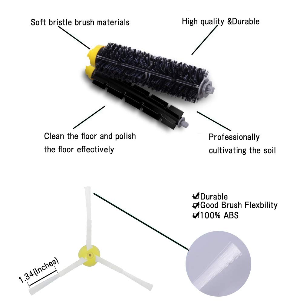 Kit Cepillos Repuestos de Accesorios para Aspiradoras iRobot Roomba Serie 600 605 610 615 616 620 625 630 631 632 639 650 651 660 670 671 680 681 691-15PCS