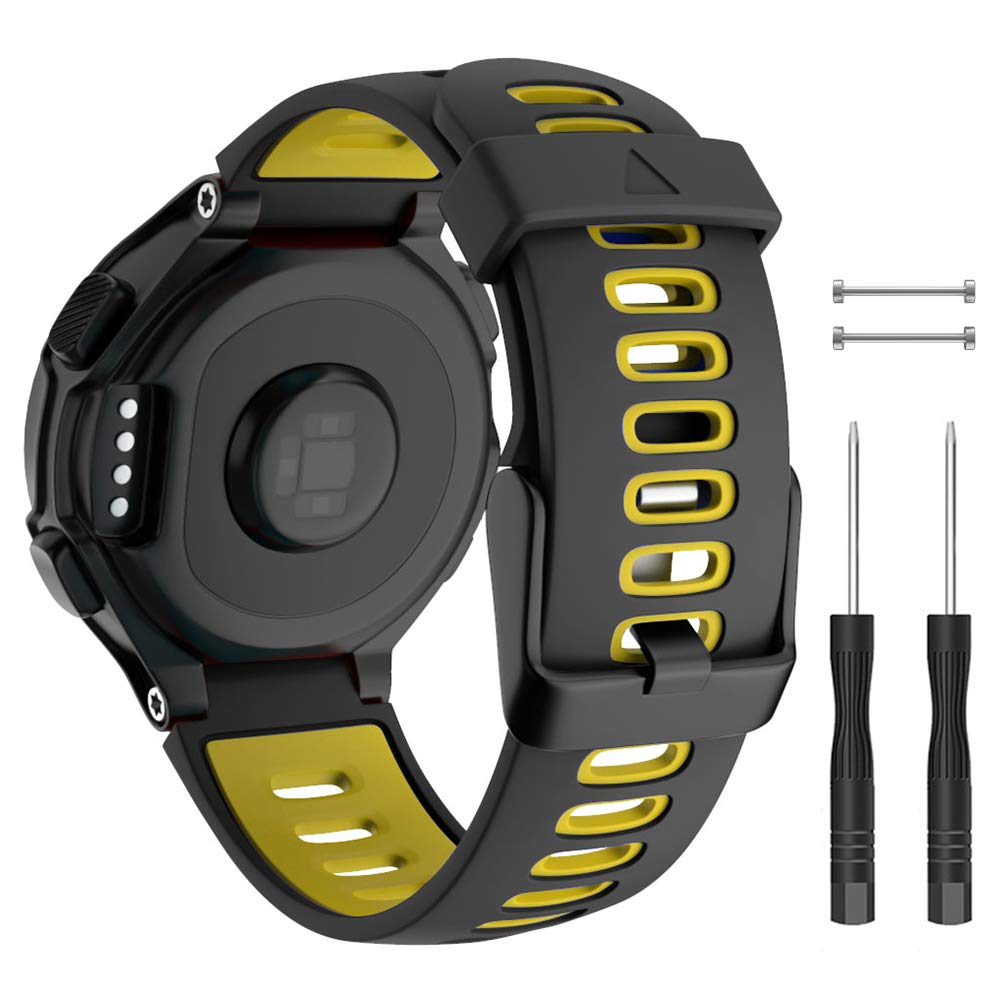 ISABAKE for Garmin Forerunner 735XT/235 Strap Silicone Replacement Band for Forerunner 220/230/620/630, Black Buckle