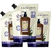 A LA MAISON French Liquid Hand Soap RefilL - Natural Hand Wash Made with Essential Oils - Biodegradable, Plant-Based, Vegan, Cruelty-Free (33.8 Fl Oz Pouch (3 Pack), Lavender Aloes)