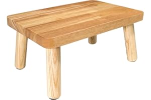 GZQXHOME Wooden Step Stool for Adults,One Step Stool with Non-Slip Feet,Portable Bed Steps for High Beds, Office,Bedroom,Kitchen (Natural, Small)