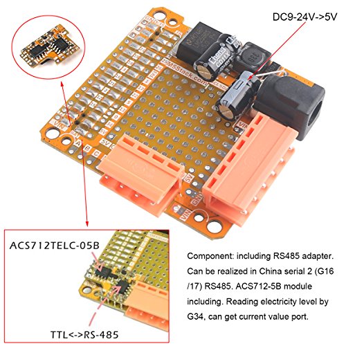 MakerFocus M5stack ESP32 Kit PLC Prototype Industrial Board Module RS485 ACS712-5B Programmable Logic Controller Relay Magnet DIN-Rail Stackable IOT for Arduino DIY