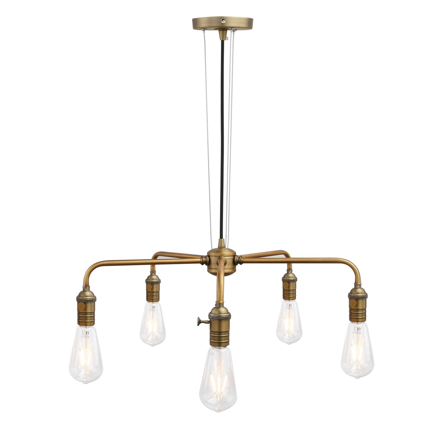 Phansthy Vintage 5 Light Chandelier Light Industrial Semi Flush