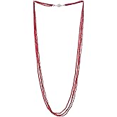 COOLSTEELANDBEYOND Long Multi-Strand Statement Necklace For Women, Elegant Layered Waterfall Chains, Crystal Beads Pendant
