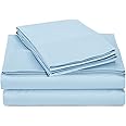 Waterbed Sheets Super Single Size 100% Cotton 15 Inches -Deep Pockets- Attached Waterbed Sheet Set- 4 Piece - Hotel Luxury Bed - Extra Soft -Light Blue Solid Bed Sheets -Super Single