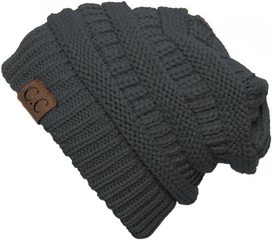 C.C Trendy Warm Chunky Soft Stretch Cable Knit Beanie Skully