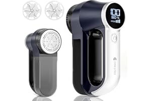 Rechargeable Fabric Shaver | 3-Speed Electric Lint Remover | 6 Blades High Eliminates Fuzz & Pilling | with LED Display & Typ