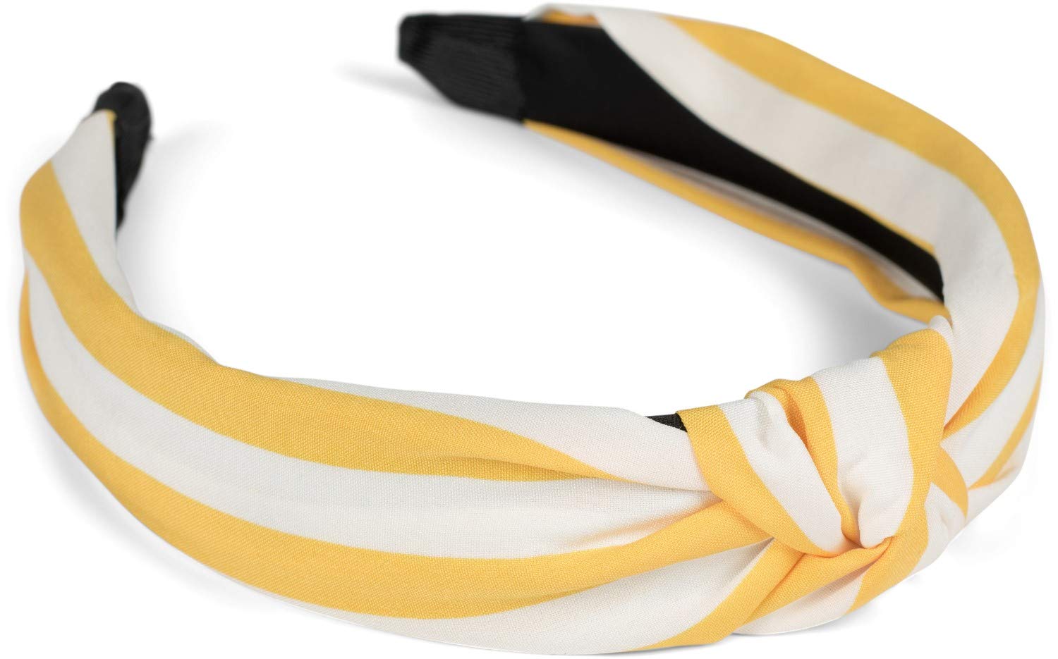 styleBREAKER Ladies hairband with stripes pattern and knots in retro style, vintage look, hairband, headband 04027016, Colour:Yellow - white