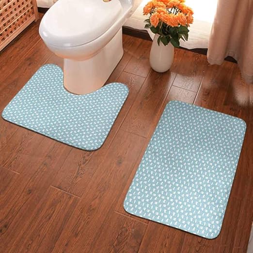 Amazon Com Water Absorbent Non Slip Soft Microfiber Bath Mat Set Cartoon Style Cute Polar Bear Cubs On Sea Inspired Backdrop Arctic Wildlife Bathroom Decor Mat With Non Slip Backing Pale Blue White Black