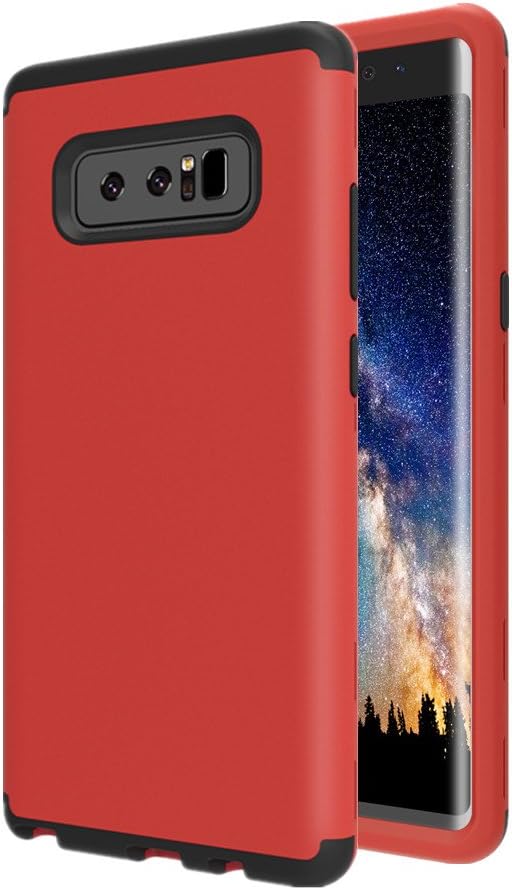 Galaxy Note 8 Case, AOKER Three Layer Heavy Duty High Impact Resistant Hybrid Hard Back Cover and Soft Silicone Slim Fit Best Protective Defender Case for Samsung Galaxy Note 8 (2017) (Red)