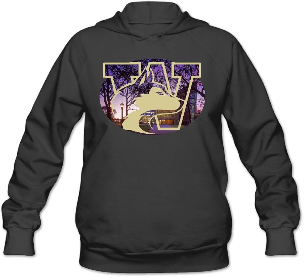 POOZ Women's University of Washington Husky Hooded Sweatshirt Black