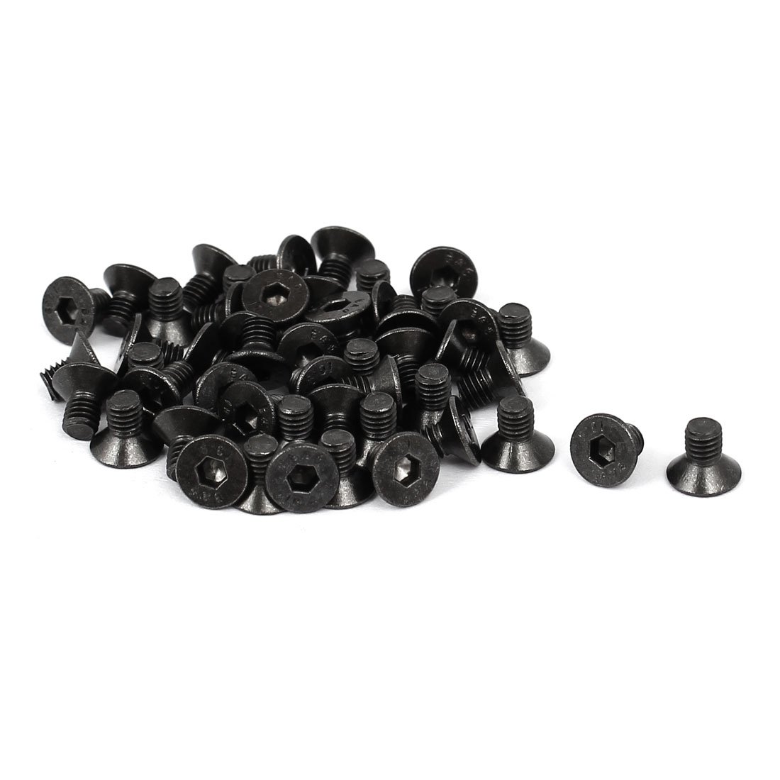 Sourcingmap M3x5mm Black Nickle Plated Grade 10.9 Flat Head Hex Socket Cap Screw Bolt 50pcs