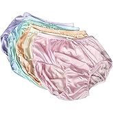 Littledream 6 Pcs Vintage Plus Size 3XL Sheer Transparent Silk Nylon Panties Men Womens Full Cut Briefs Knicker Underwear Hips 44"-54" High Waist Granny Brief Mushroom Gusset
