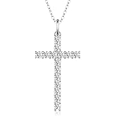 LoveBhatia 925 Sterling Silver Cross Necklace for Women, 18K Gold Moissanite Diamond Cross Necklace Pendant for Women Girls, 18''+2'' Extender Silver Chain