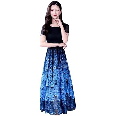 Womens Print A-Line Dress Fashion Casual Slim O-Neck Togo | Ubuy