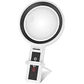 Rechargeable Large Magnifying Glass with Stand, 34 Dimmable LED | 5.5in large magnifier with removable stand, handheld &amp; desktop use, great for seniors reading and close work