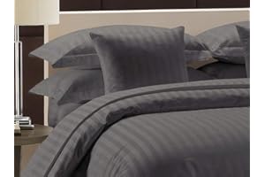 LOVE2SLEEP Luxury Duvet Cover Super King Plus 120" x 120" Size - 100% Egyptian Cotton, 800 Thread Count 1-Piece Bedding Duvet Cover Zipper Closer & Corner Ties - Ultra Soft and Easy Care - (Dark Grey Stripe)